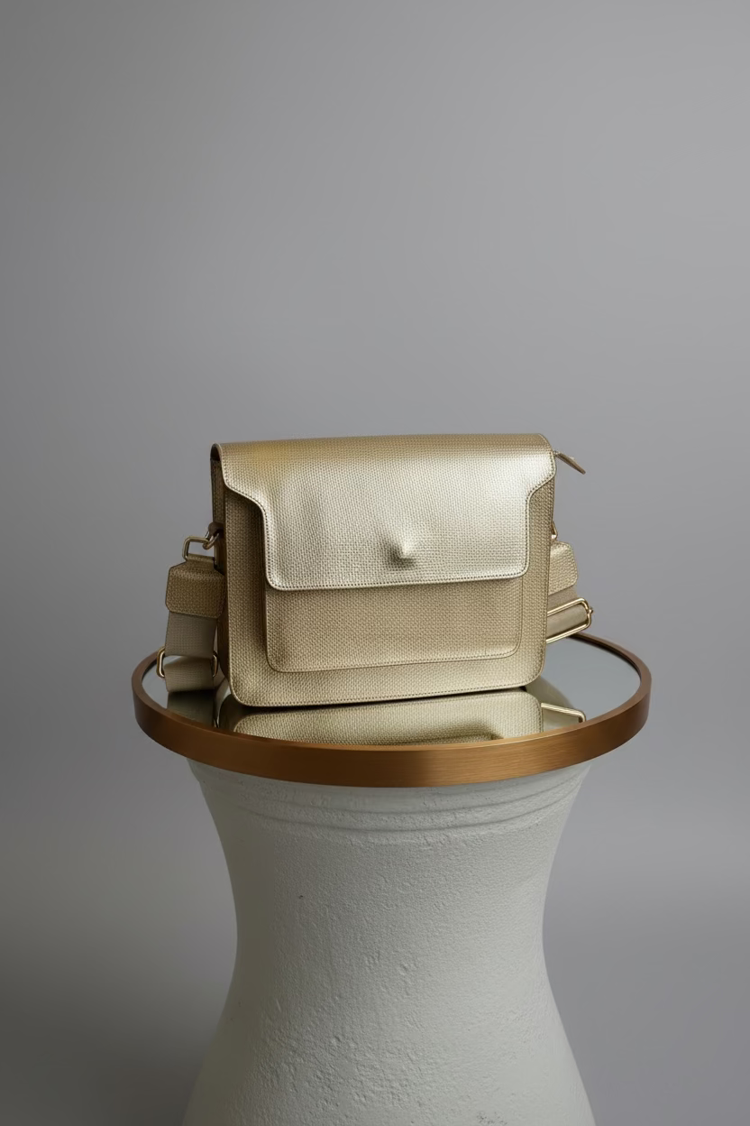 Bolso Dorado Metalizado Boxie | Cuero Genuino Hecho a Mano – Da Stefi