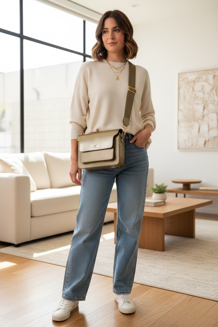 Bolso Dorado Metalizado Boxie | Cuero Genuino Hecho a Mano – Da Stefi
