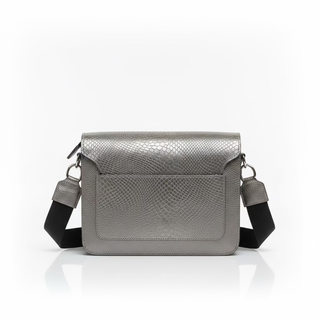 Bolso Gris Metalizado Boxie | Cuero Genuino Hecho a Mano – Da Stefi