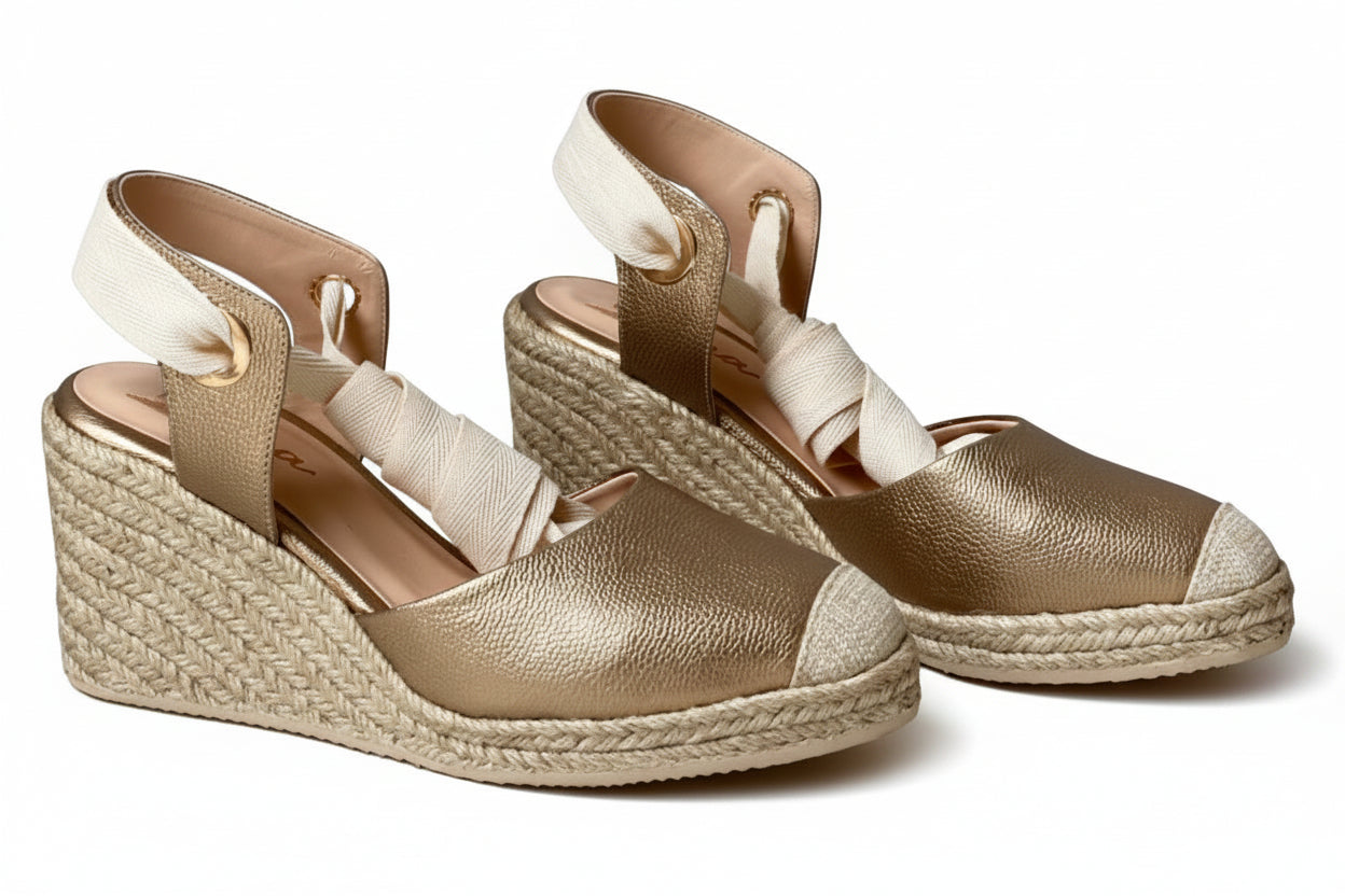 Camelia Bronce – Alpargatas Plataforma con Amarre Romano | Da Stefi