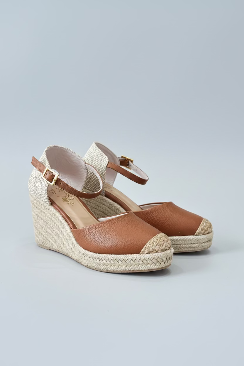 Coral Camel – Alpargatas Plataforma de Cuero Genuino | Da Stefi
