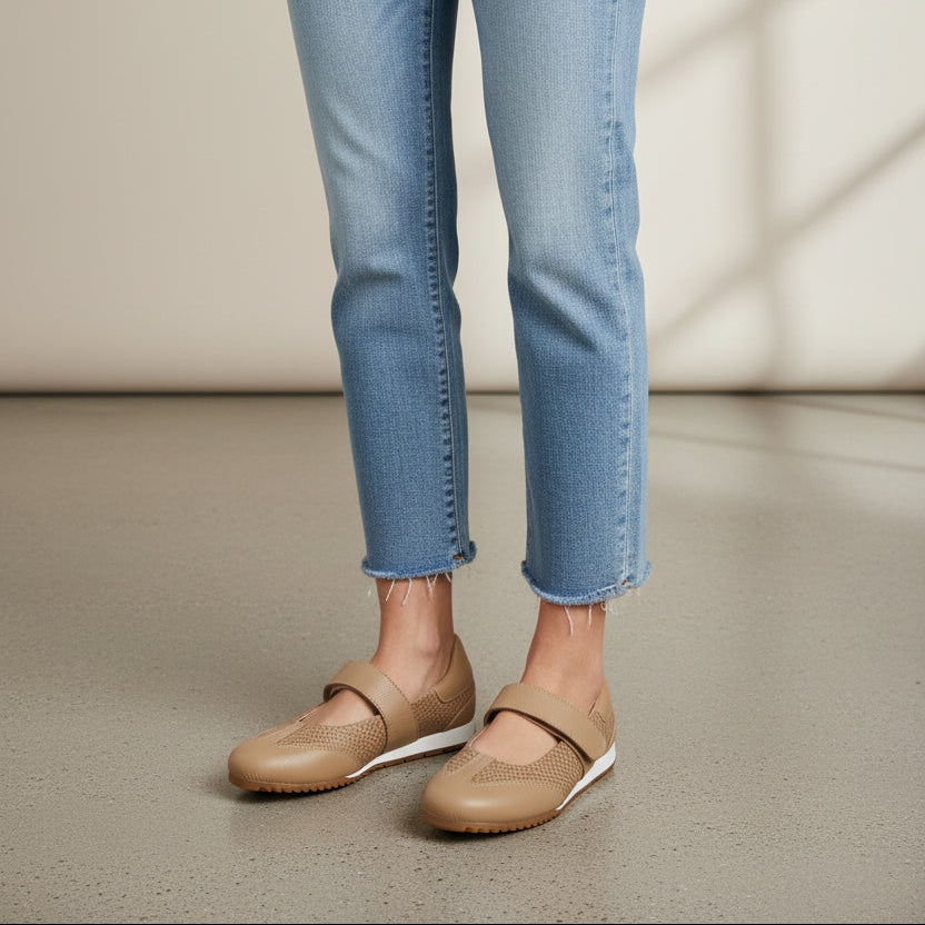 Mary Jane Confort Beige – Cuero Vacuno Suave y Antideslizante | Calzado Da Stefi