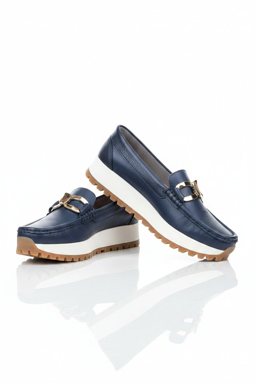 Mocasín Indigo Blue de Cuero Vacuno Hecho a Mano | Línea Ultra Confort