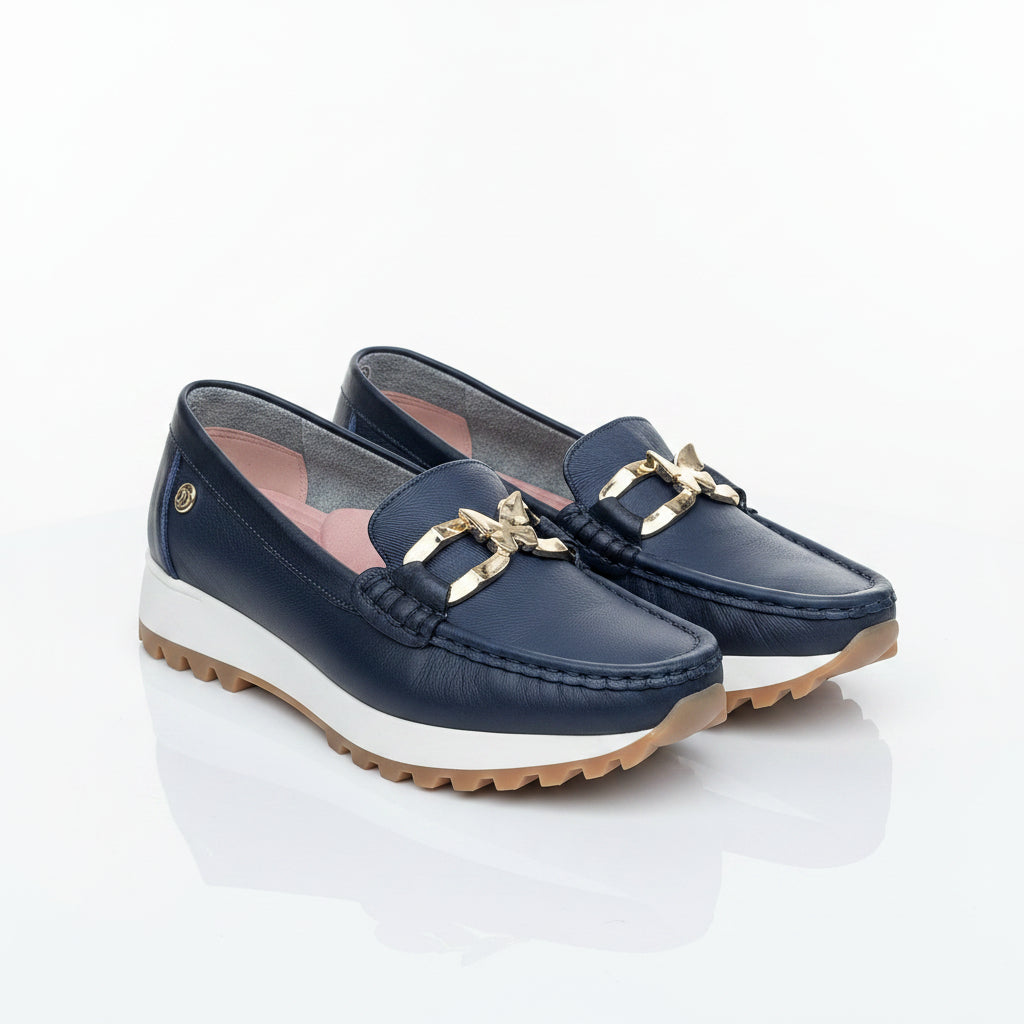 Mocasín Indigo Blue de Cuero Vacuno Hecho a Mano | Línea Ultra Confort