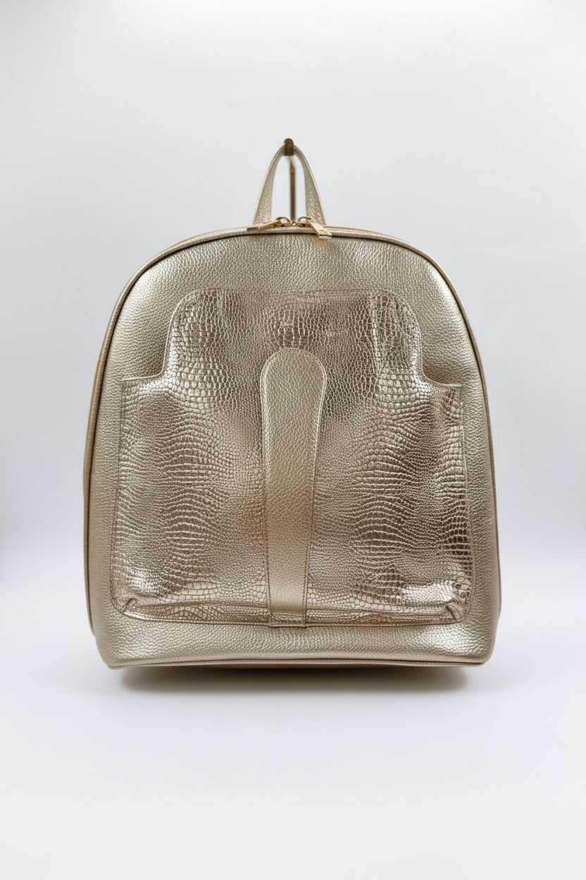 Mochila Nadia metalizada | Cuero Genuino Hecho a Mano